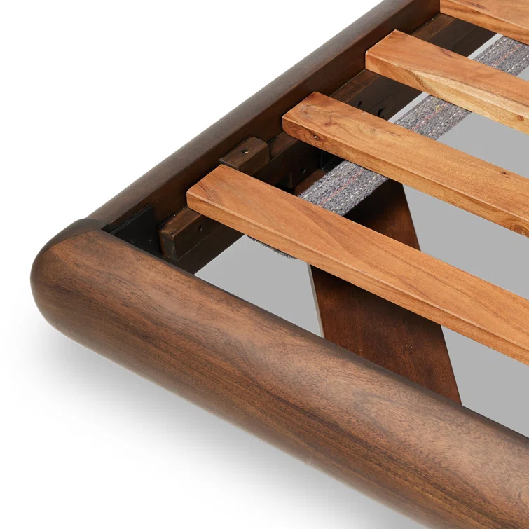 King Size Rustic Brown Acacia Wood Bed with Headboard