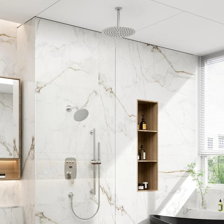 CASAINC BR01008SX12BN Rainfall Symphony 12inch Dual Showerhead Temperature Display Shower System with 2 in 1 Slider Bar Shower Handheld