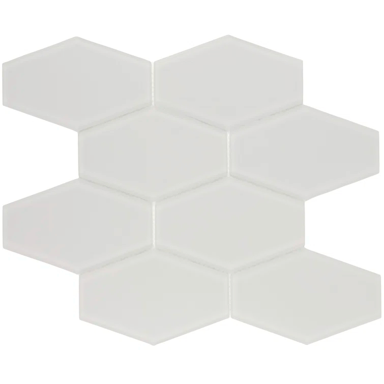 Long Hex 10.60in.x11 in. Glass Mosaic Tile