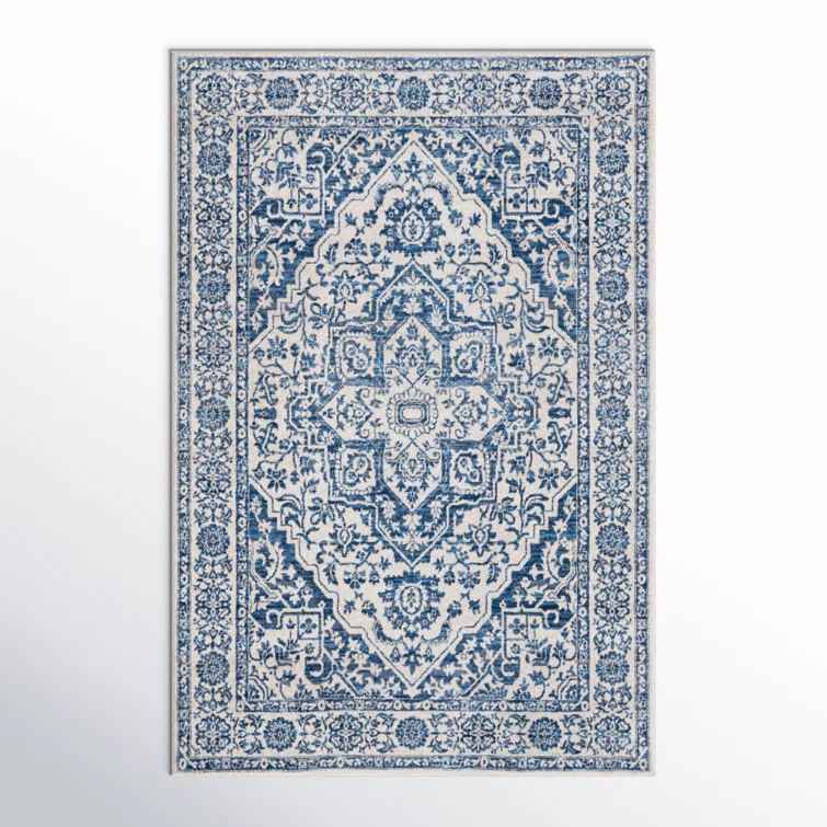 Cameron Oriental Handmade Tufted Navy/Light Gray Area Rug
