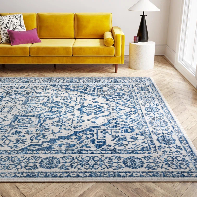 Cameron Oriental Handmade Tufted Navy/Light Gray Area Rug