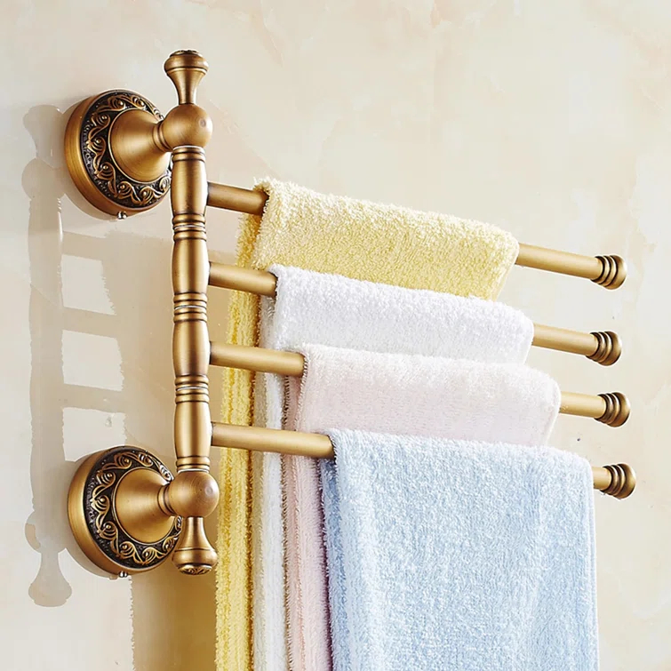 Blooming B0CG8YGM7N Bronze Folding 4-Arm Towel Rack