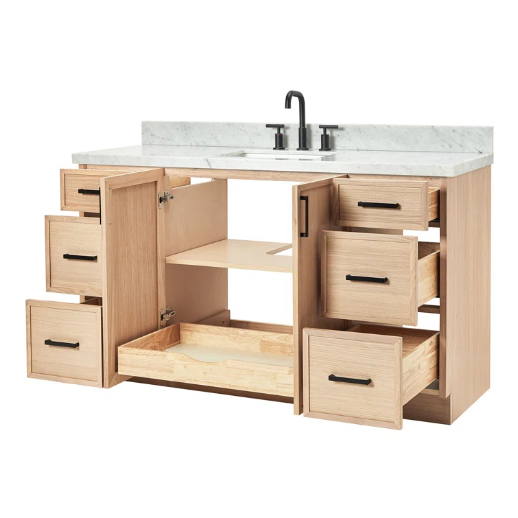 ARIEL Kelly 61 Single Sink Bathroom Vanity with Italian Carrara Marble Top