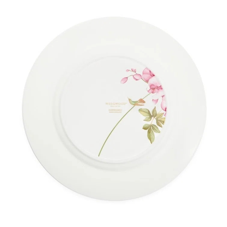 Hand-Painted Porcelain Hummingbird Dinner Plate with Gold Trim