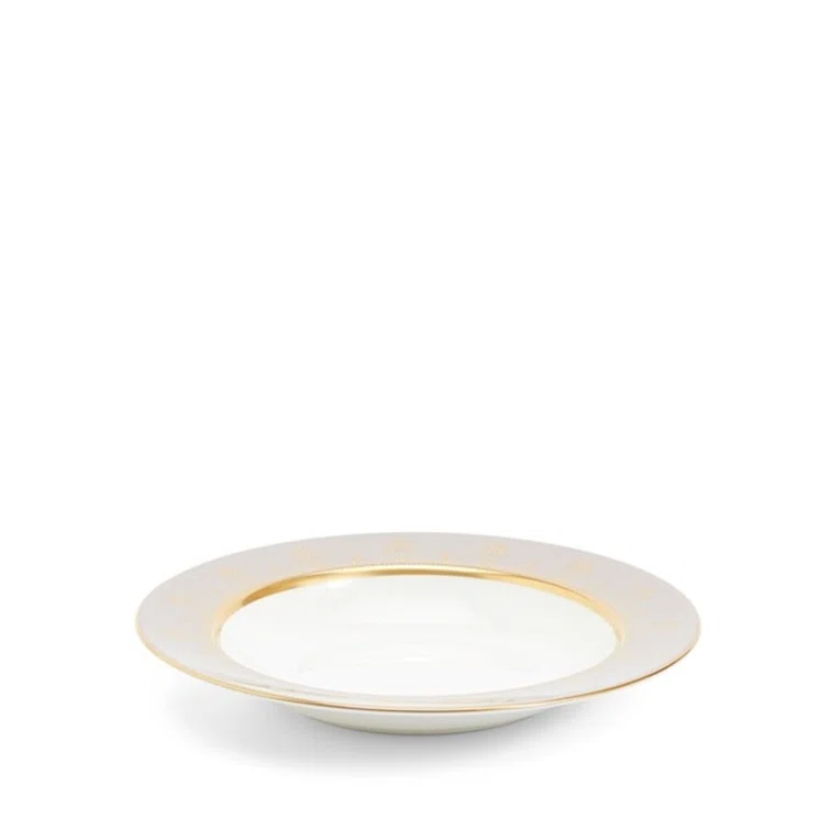Anthemion Gray 8.9" Ceramic Rim Soup Bowl with 22-Carat Gold