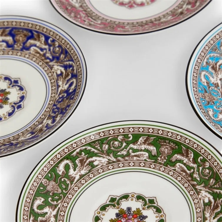 Florentine Multicolor Porcelain Teacup and Saucer Set of 6
