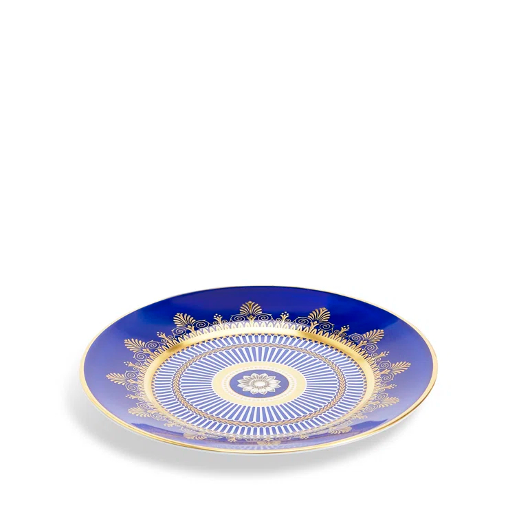 Handcrafted Blue and Gold Porcelain Salad Plate