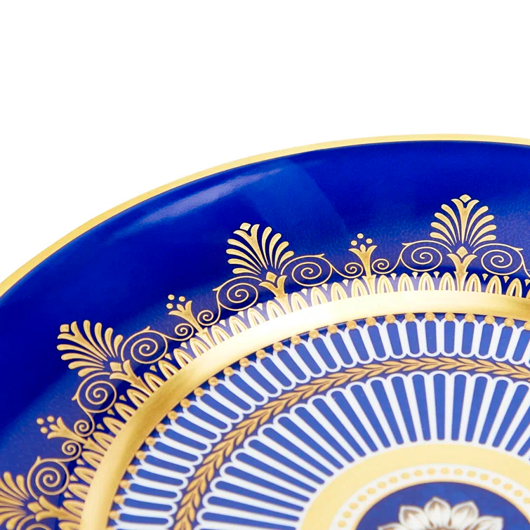 Handcrafted Blue and Gold Porcelain Salad Plate
