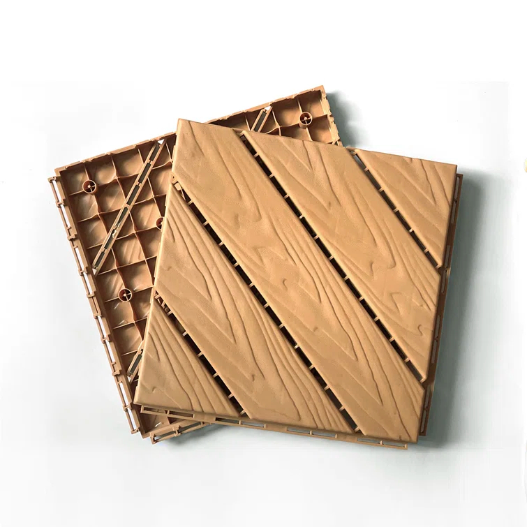 12x 12 in Interlocking Plastic Composite Decking Tiles, Set of 35pcs