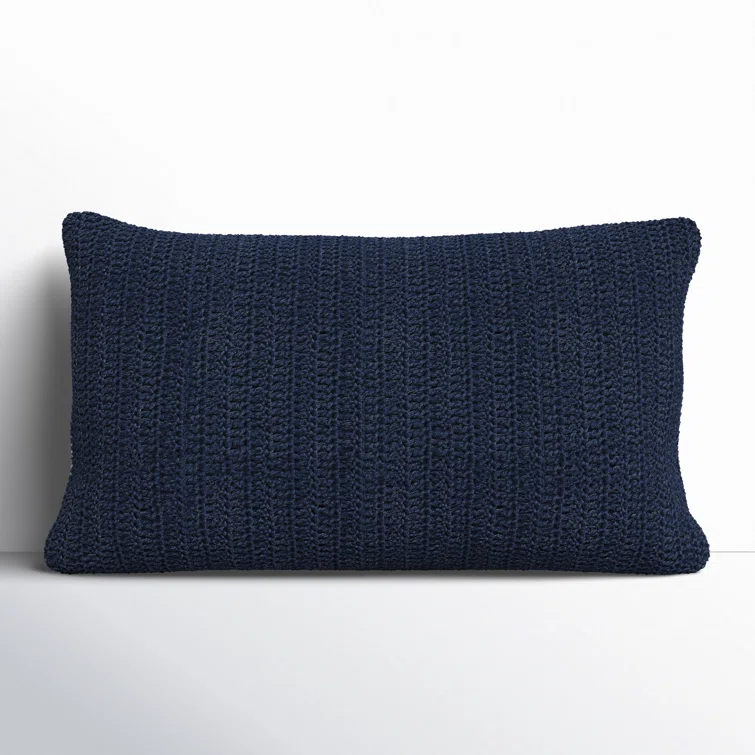 Indigo Knitted Linen Lumbar Throw Pillow