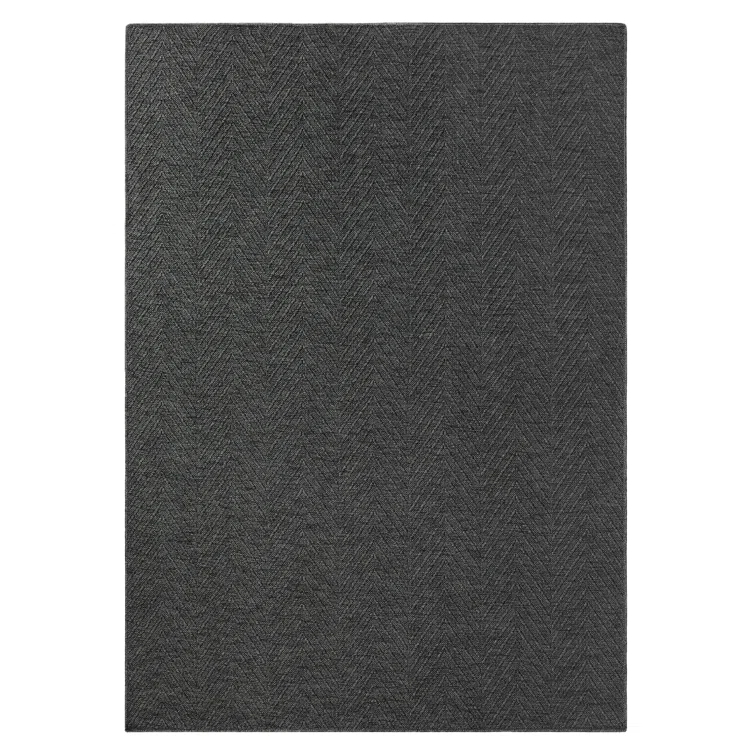 TOWN & COUNTRY BASICS Pax Herringbone Textured Solid Machine Washable Area Rug Black