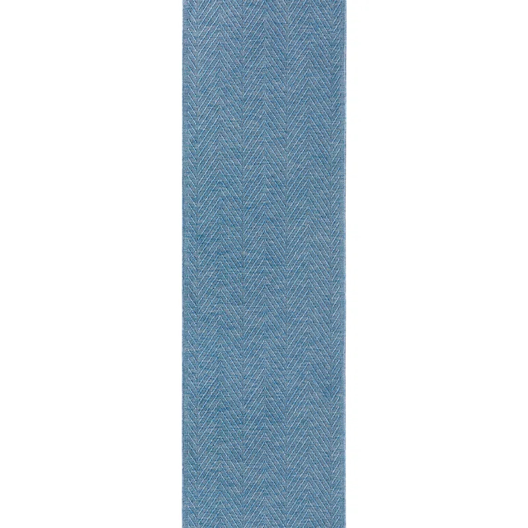 TOWN & COUNTRY BASICS Pax Herringbone Textured Solid Machine Washable Area Rug Blue