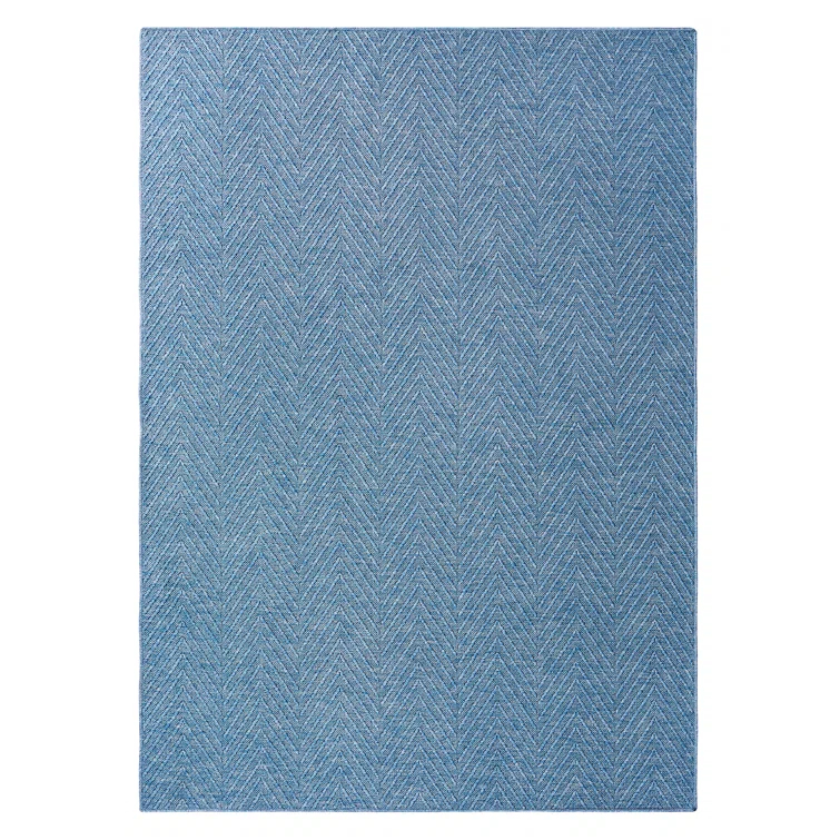 TOWN & COUNTRY BASICS Pax Herringbone Textured Solid Machine Washable Area Rug Blue