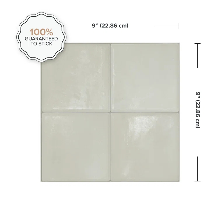 Peel and Stick Gel Backsplash Tile Zellige 9'' x 9'' (Set of 4)