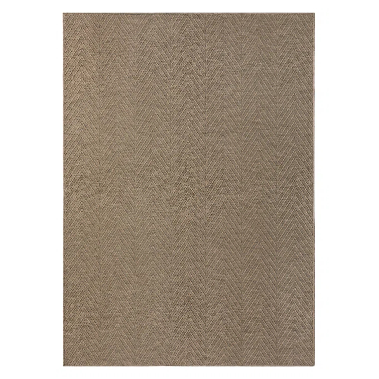 TOWN & COUNTRY BASICS Pax Herringbone Textured Solid Machine Washable Area Rug Brown