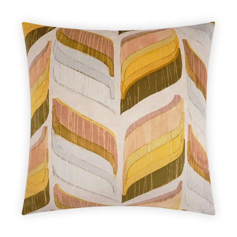 Uriel 24" Square Yellow Geometric Watercolor Throw Pillow