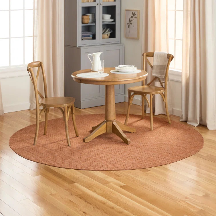 TOWN & COUNTRY BASICS Pax Herringbone Textured Solid Machine Washable Area Rug Rust