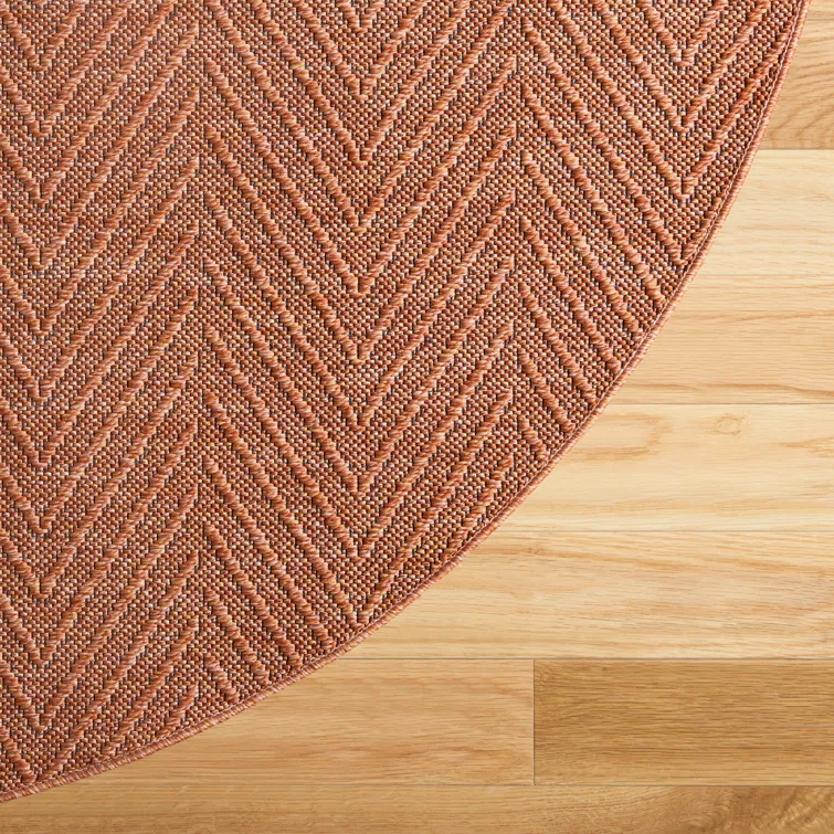 TOWN & COUNTRY BASICS Pax Herringbone Textured Solid Machine Washable Area Rug Rust