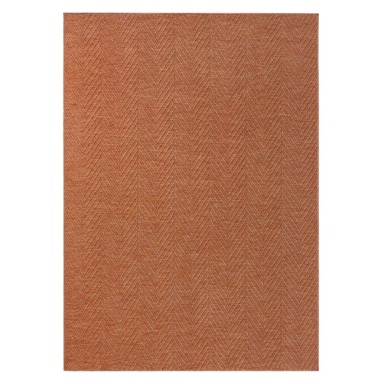 TOWN & COUNTRY BASICS Pax Herringbone Textured Solid Machine Washable Area Rug Rust