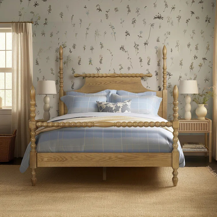Beckett Solid Wood Low-Profile Bed Frame with Spindle Design