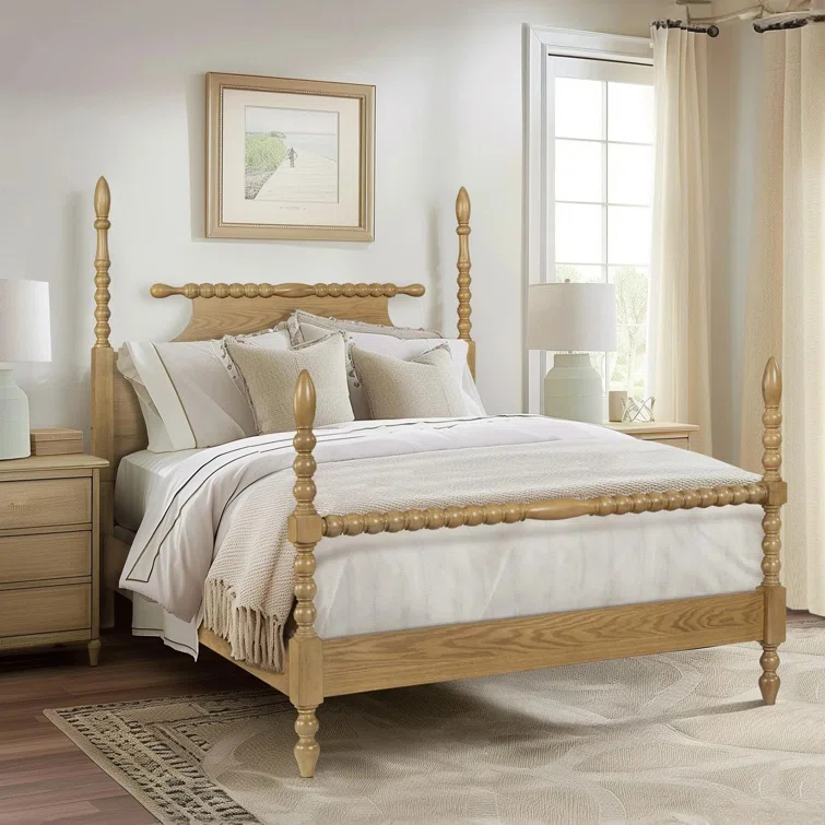 Beckett Solid Wood Low-Profile Bed Frame with Spindle Design