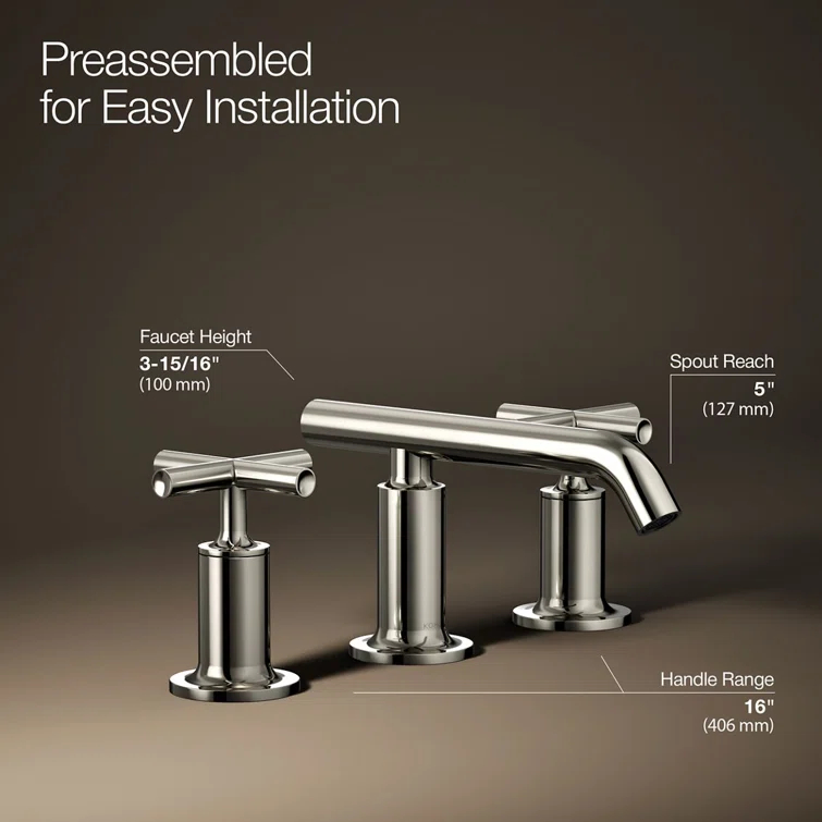Purist® Widespread Bathroom Sink Faucet with Low Cross Handles and Low Spout