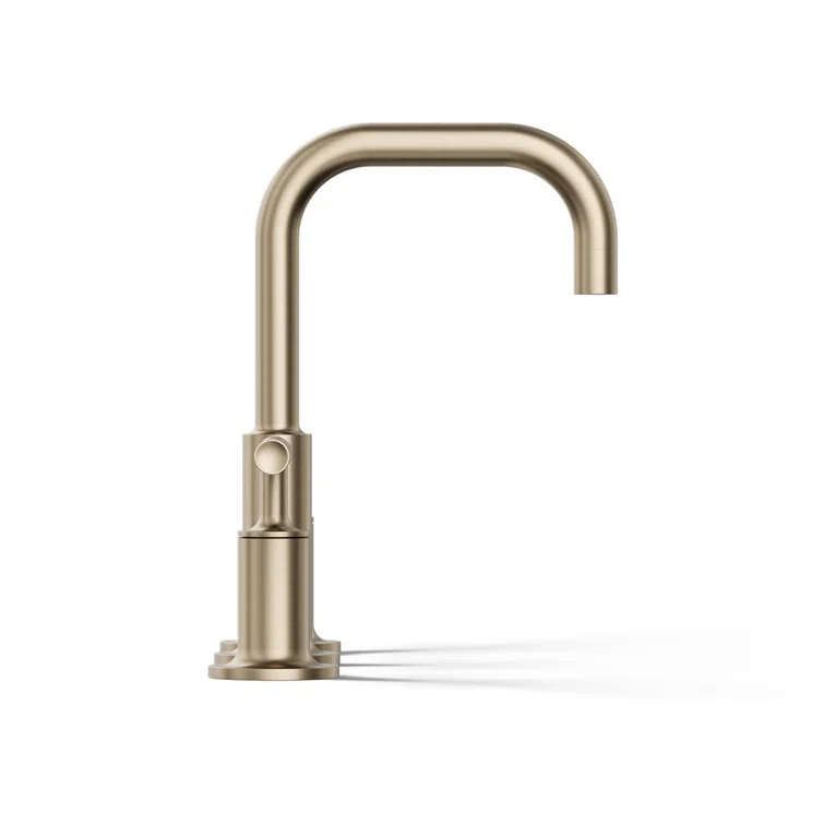 Purist® Widespread Faucet with Drain Assembly Low Lever Handles and Low Gooseneck Spout