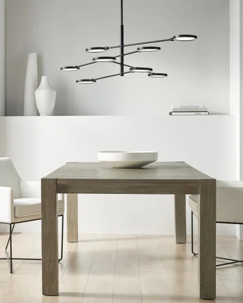 Modern Black Acrylic 8-Light Chandelier with Brass Finish