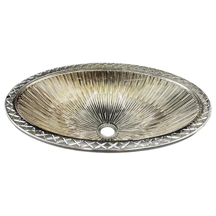 CastelloUSA Olive 22" Tempered Glass Oval Bathroom Vessel Sink