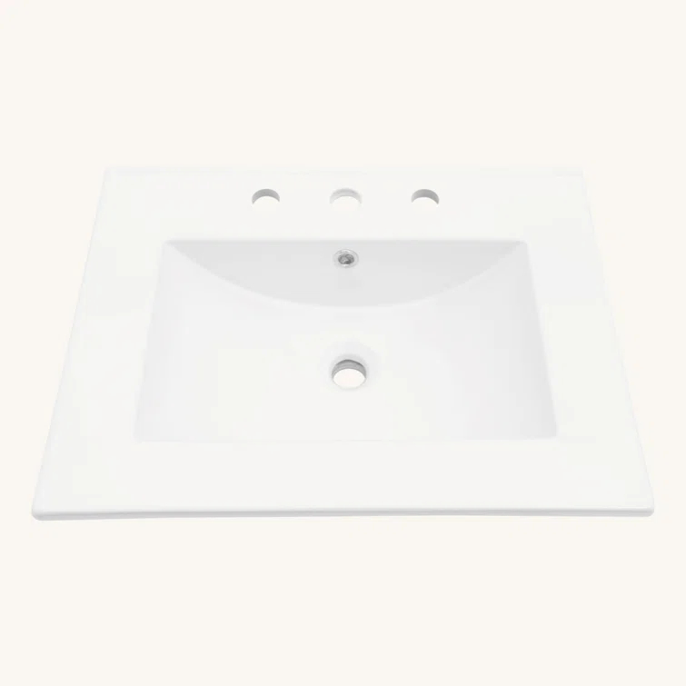 Tech Cube 24"X18" White Rectangular Single Vanity Top With Overflow(Sink Only) TCYX05466A
