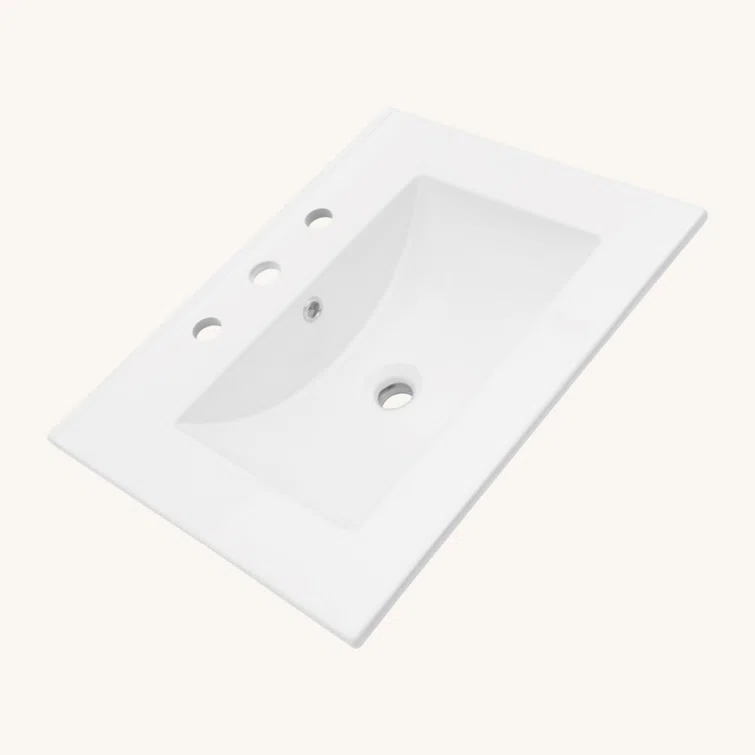 Tech Cube 24"X18" White Rectangular Single Vanity Top With Overflow(Sink Only) TCYX05466A