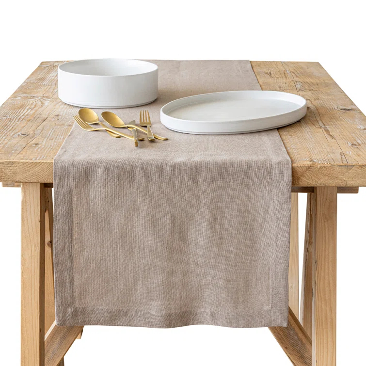 over&back Washed 100% Linen Table Runner - Machine Washable