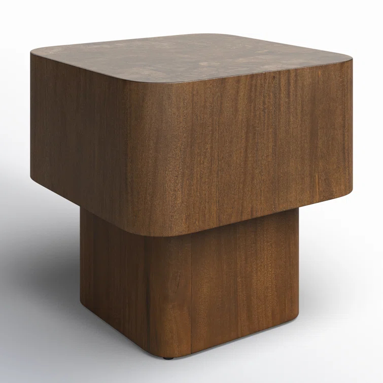 Warm Umber Burl and Dark Mahogany Rectangular End Table