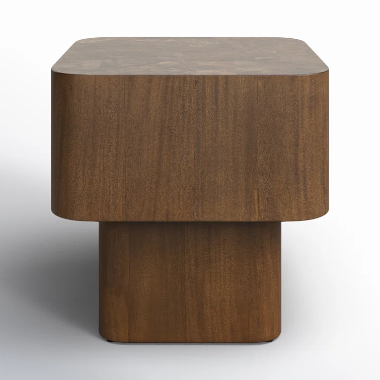 Warm Umber Burl and Dark Mahogany Rectangular End Table