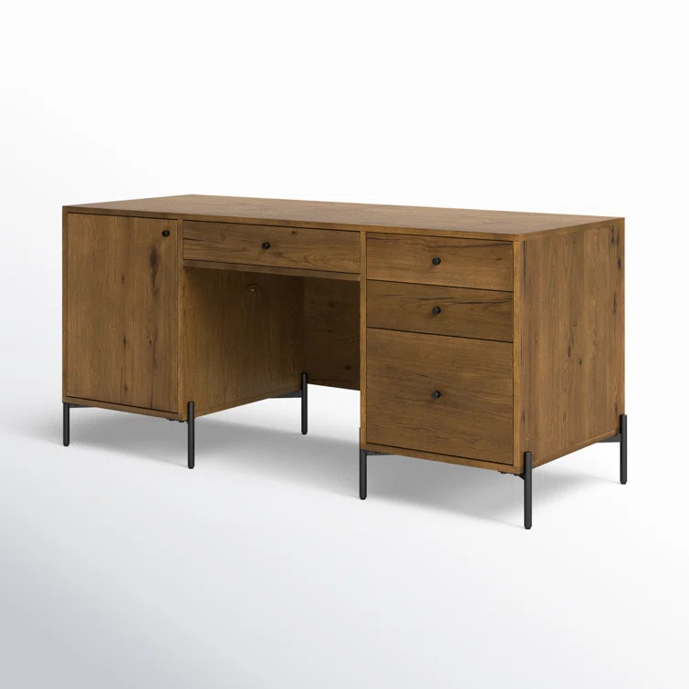 Amber Oak Resin Executive Desk with Drawer