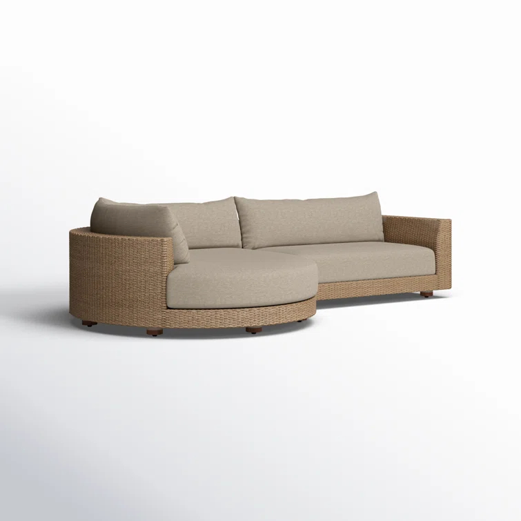 Sylvan Beige Woven Outdoor 2-Piece Sectional with Left Chaise