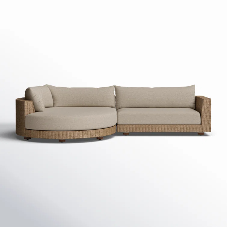 Sylvan Beige Woven Outdoor 2-Piece Sectional with Left Chaise