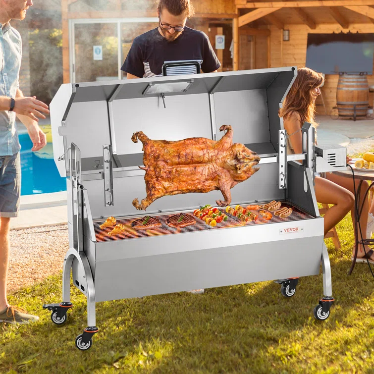 Roaster Spit Rotisserie BBQ Grill Pig Lamb Chicken Roaster 52W 198LBS