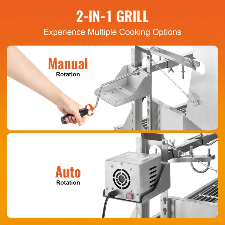 Roaster Spit Rotisserie BBQ Grill Pig Lamb Chicken Roaster 52W 198LBS