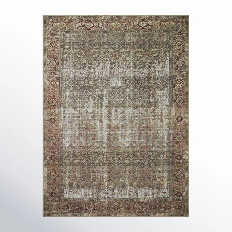 Georgie Oriental Moss/Salmon Area Rug
