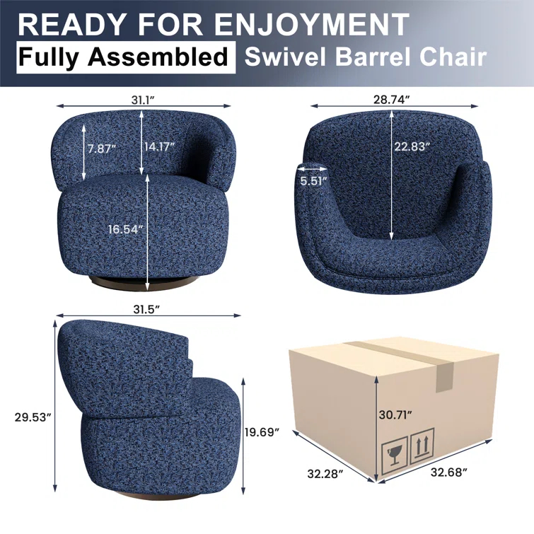 Carnley Fully Assembled Upholstered Swivel Barrel Chair