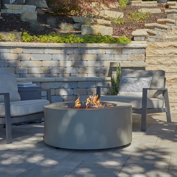 Aegean 36" Round Steel Propane or Natural Gas Fire Pit Table by Real Flame