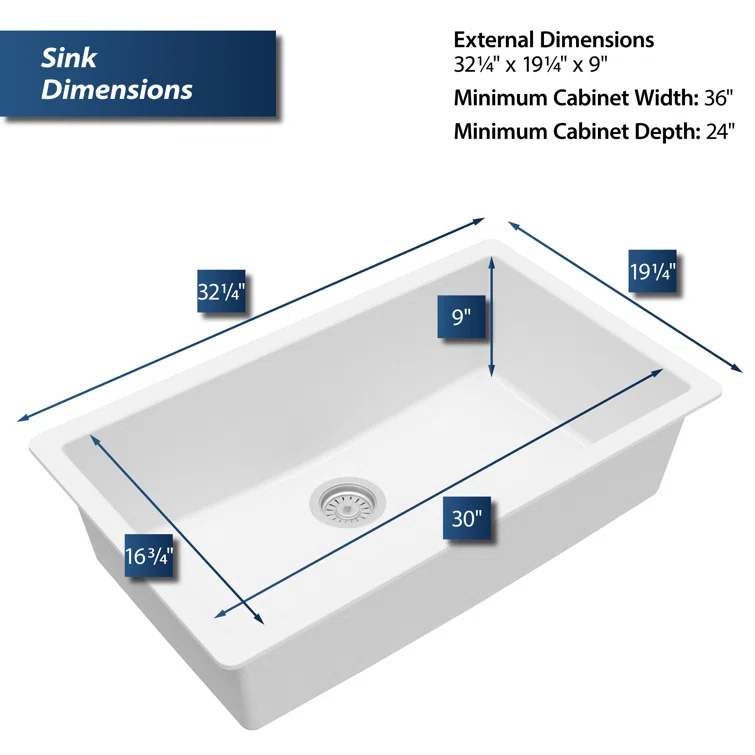 Karran Quartz 32-1/4'' X 19-1/4'' Large Single Bowl Undermount Kitchen Sink