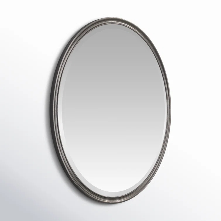 Rustic Black Oval Wood Wall Mirror