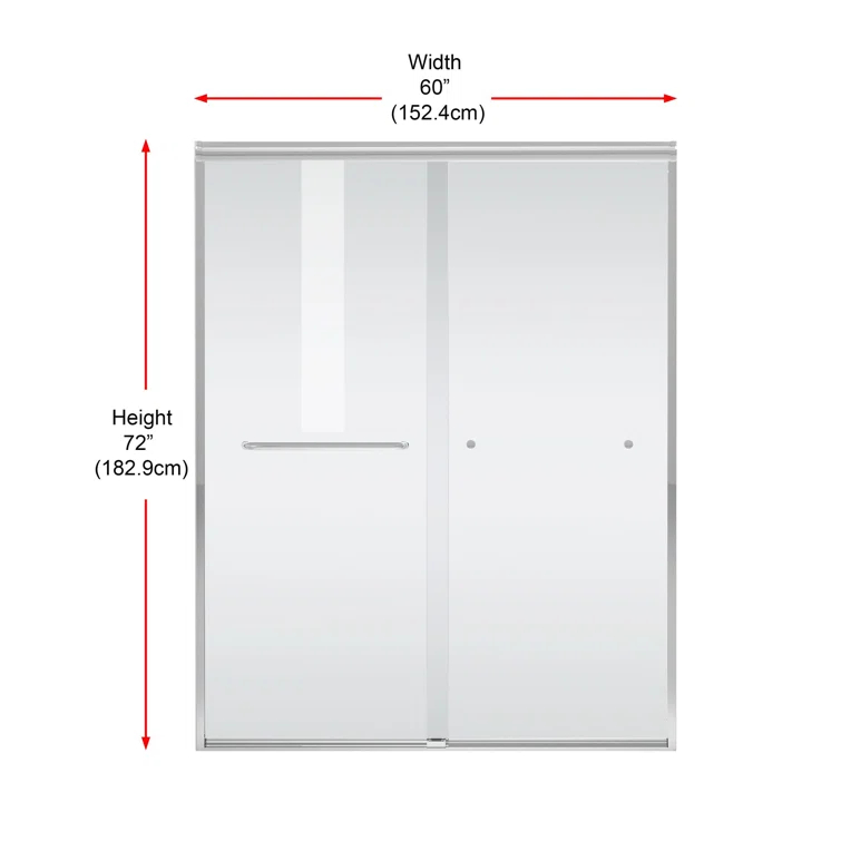 Semi-frameless shower door 60 x 72 in Polished Chrome