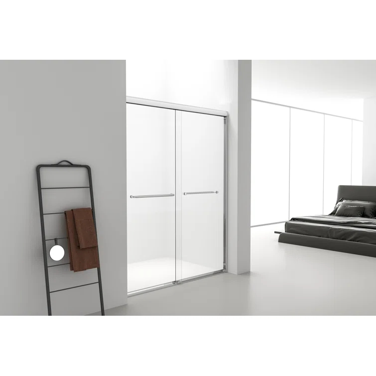 Semi-frameless shower door 60 x 72 in Polished Chrome