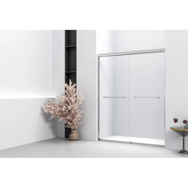 Semi-frameless shower door 60 x 72 in Polished Chrome