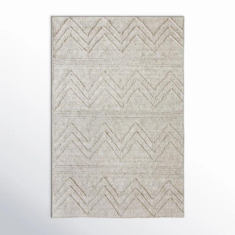 Albans Chevron Handmade Hand-Loomed Jute Area Rug in Ivory