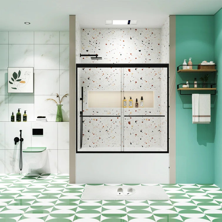 Bathtub Bypass Shower Door, Sliding Door, With 1/4" Tempered Glass