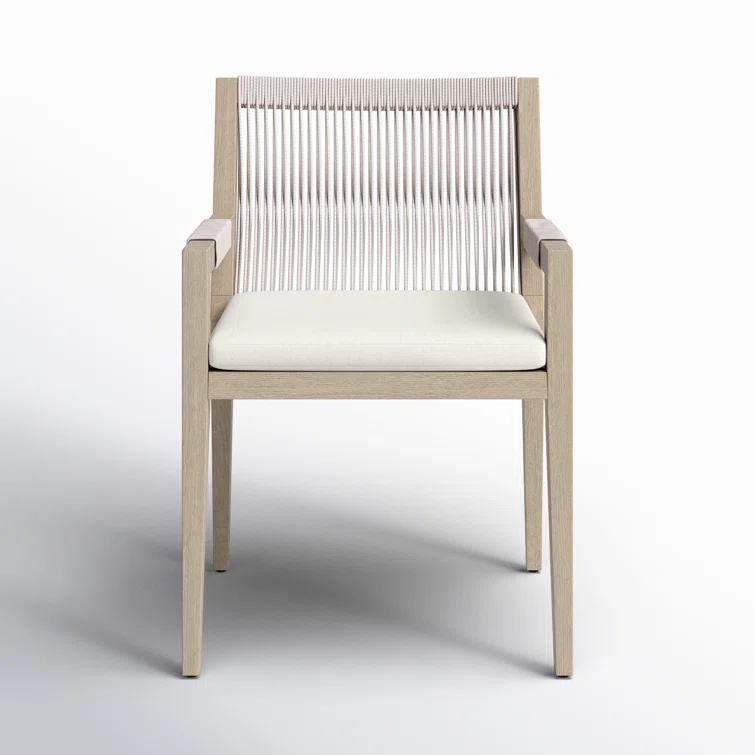 Degeorge Wood Outdoor Dining Armchair with Cushion